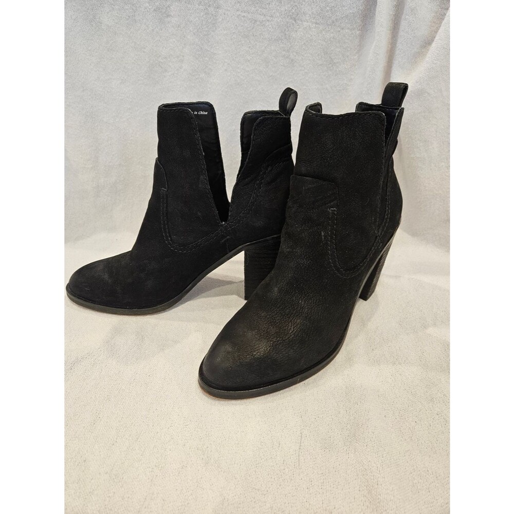 Dolce Vita Black Suede Ankle Booties with Block Heel